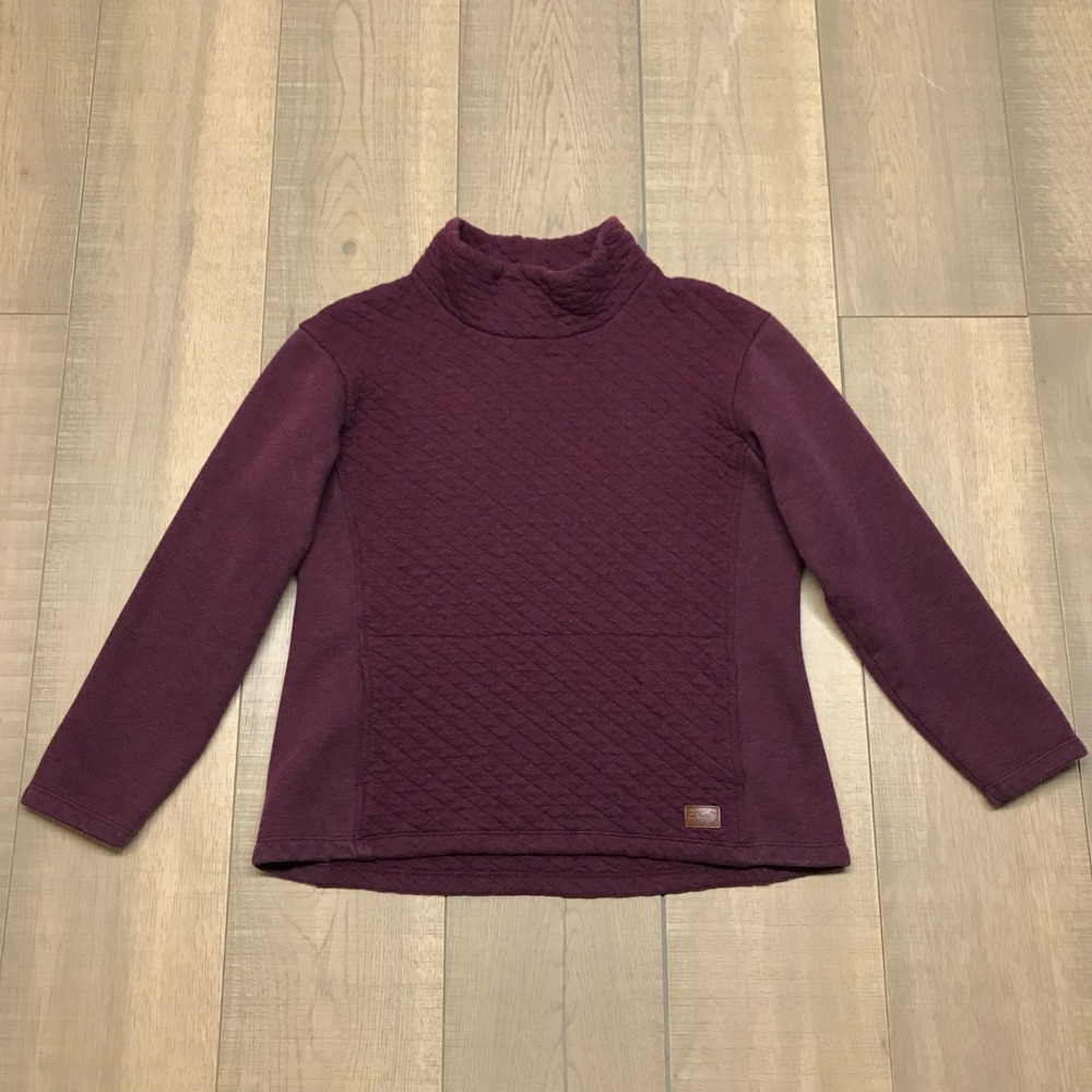 L.L. Bean‎ Sweatshirt Womens Size PM Red Maroon Quilted Pullover Mock Neck Cozy